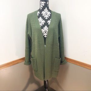 Faded Glory Olive Green Cardigan Sweater